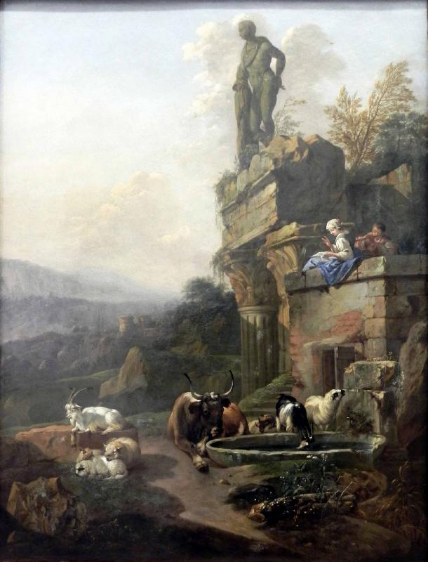 Johann Heinrich Roos Landschaft mit Tempelruine in Abendstimmung Sweden oil painting art